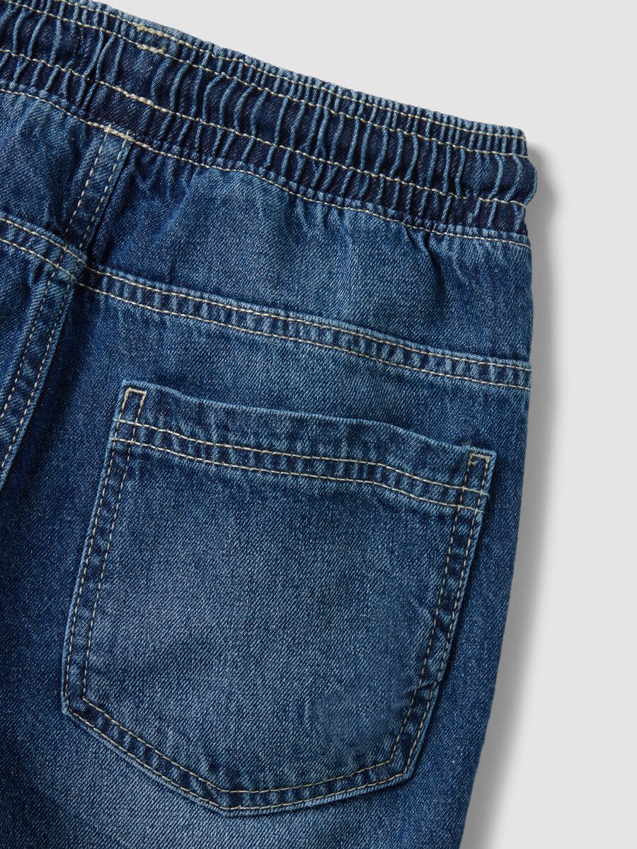 Shorts denim blu in puro cotone da bambino regular fit_3