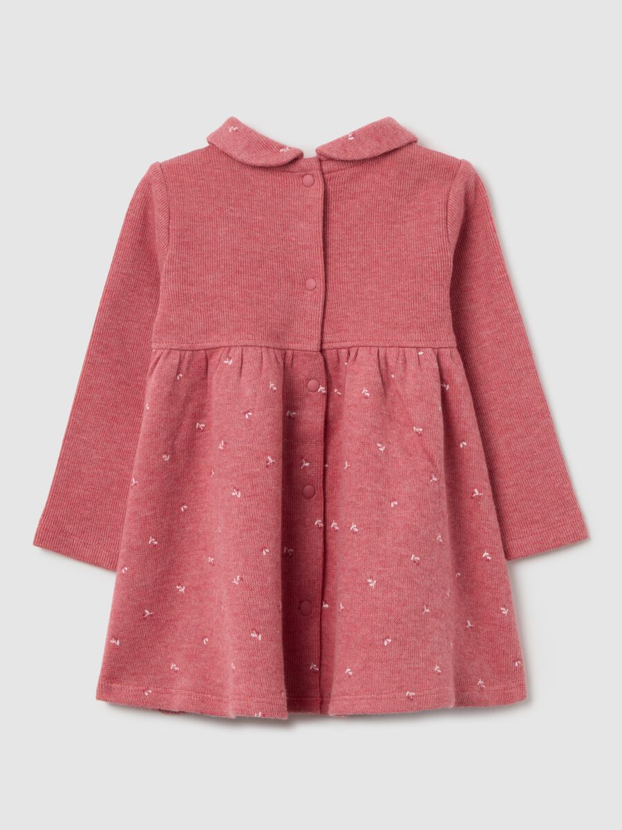 Vestito rosa da neonata in puro cotone regular fit con collo girotondo_1