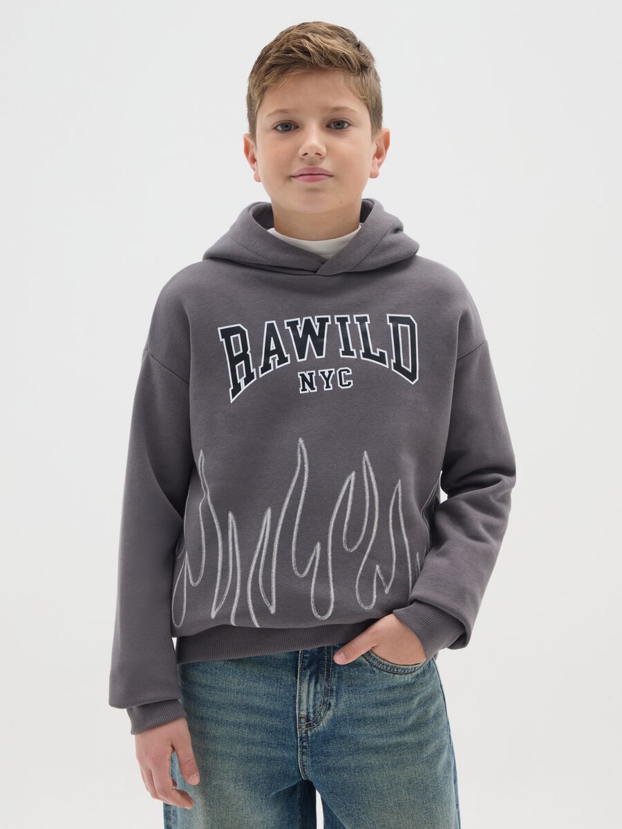 Grey cotton blend children's hoodie, regular fit_0