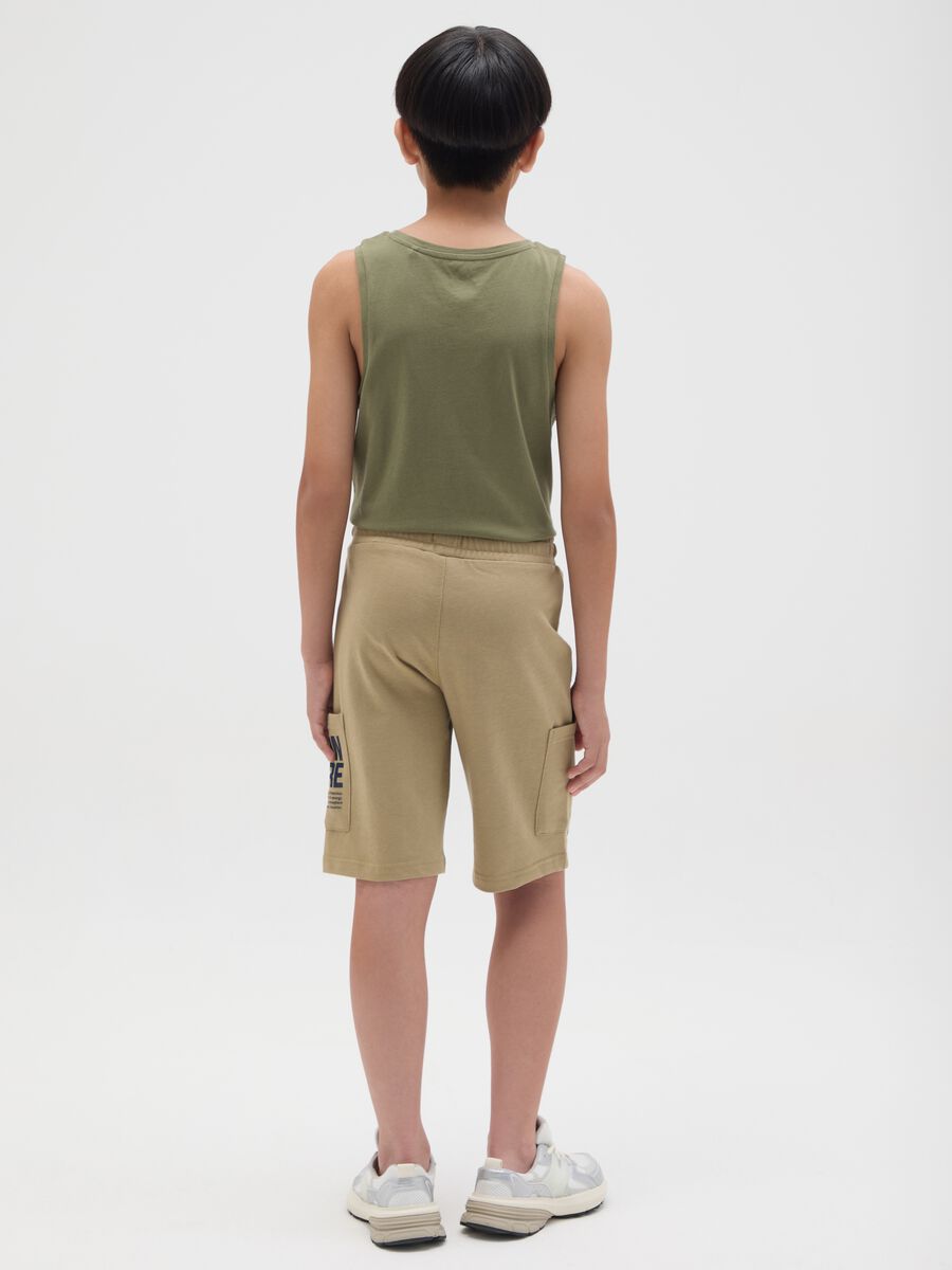 Shorts da ragazzo in puro cotone beige regular fit_1