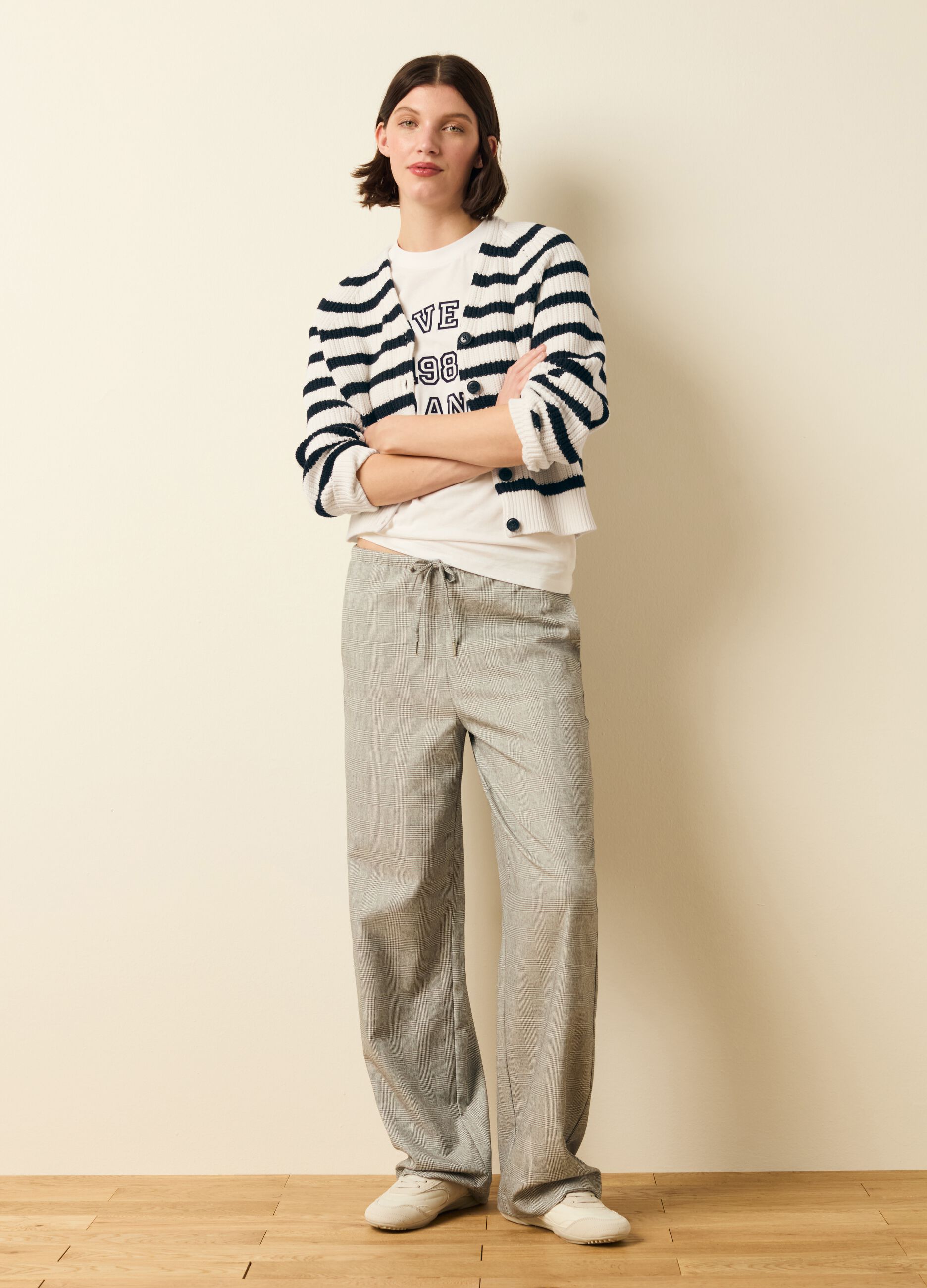 Striped cardigan with raglan sleeves