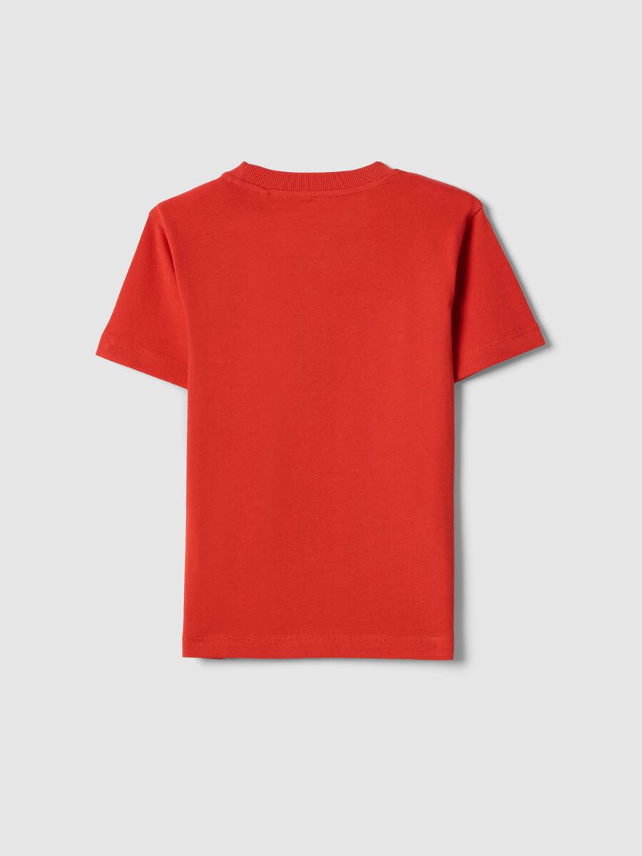 Boy's regular fit red pure cotton t-shirt with print_1
