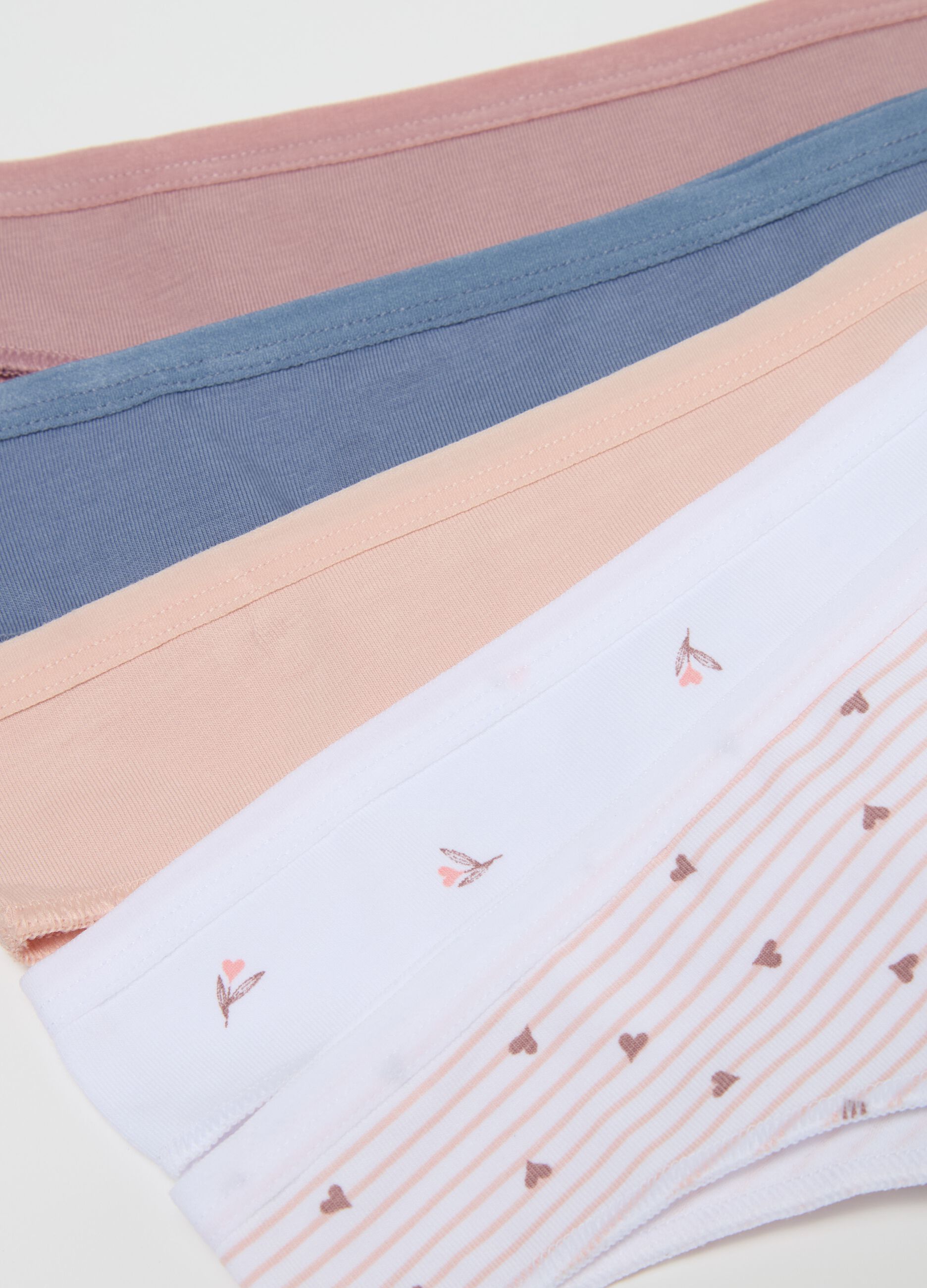 Five-pack Brazilian-cut briefs in stretch cotton with print