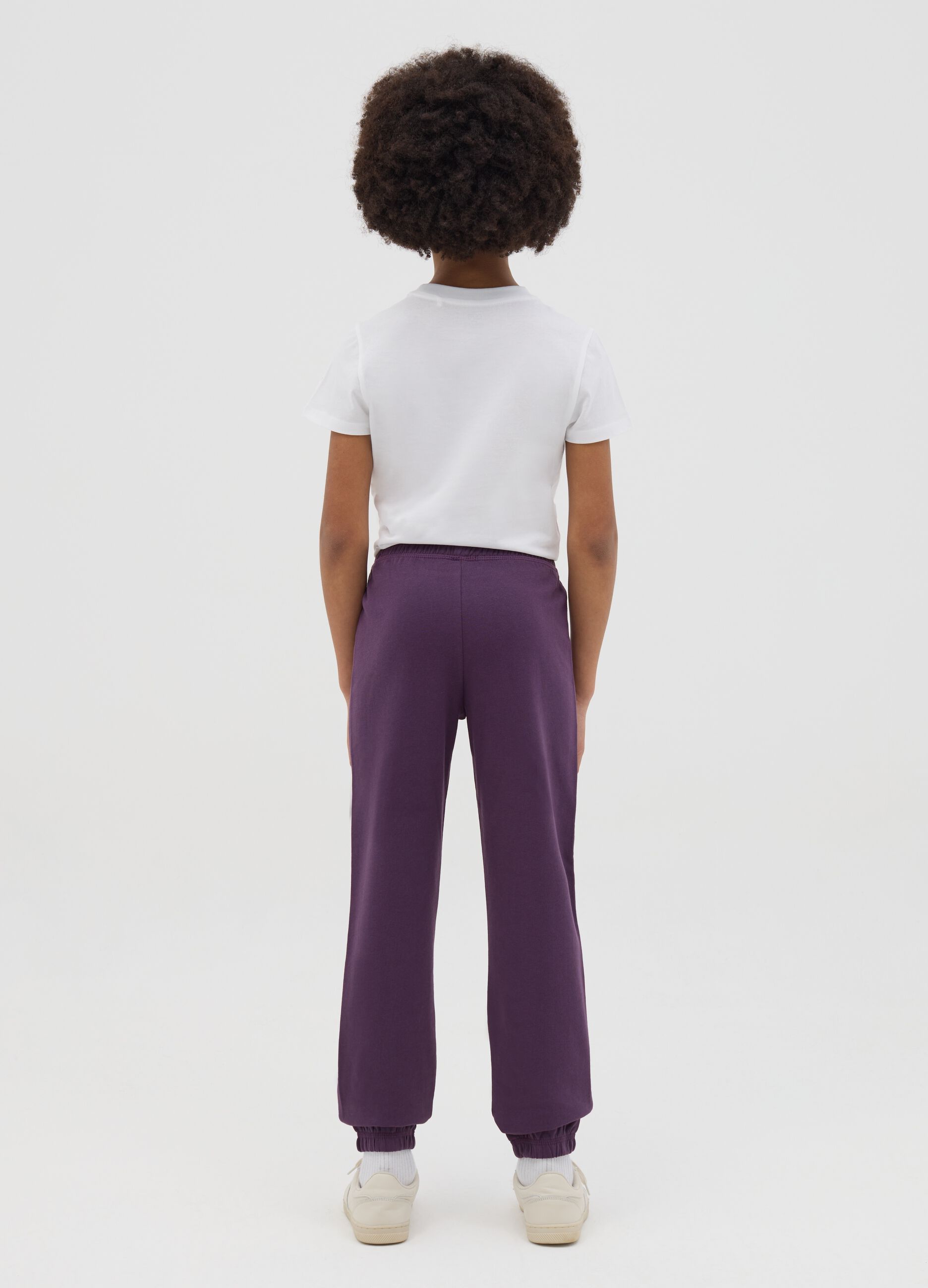 Joggers in cotone con coulisse e stampa