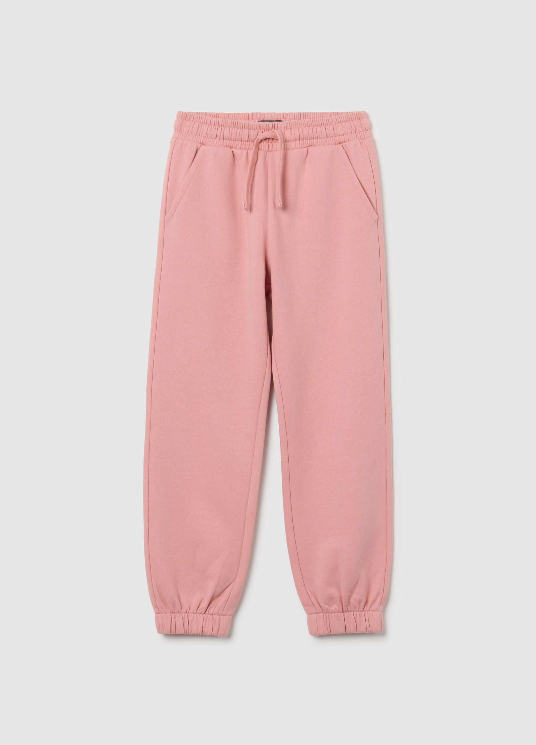 Girls' Pink Pure Cotton Joggers - Regular Fit