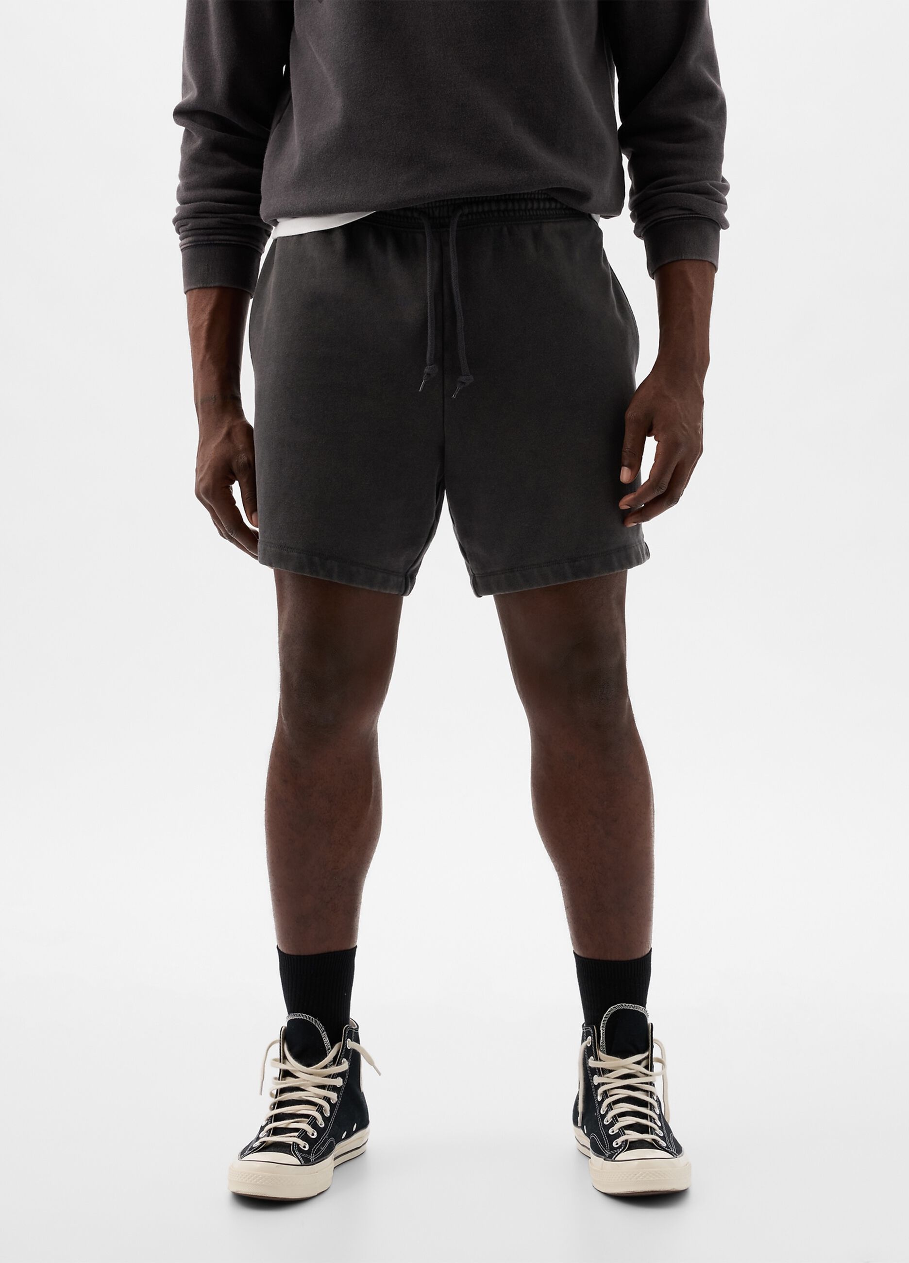 Bermuda joggers in fleece with drawstring