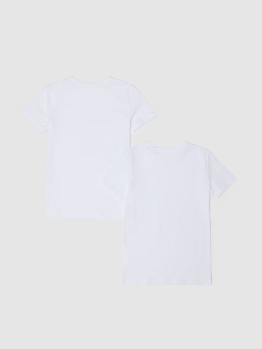 Two-pack white stretch cotton t-shirt for kids regular fit_1
