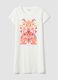 White pure cotton floral print regular fit nightdress_4