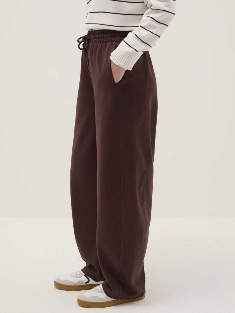 Brown Stretch Cotton Baggy Trousers_3