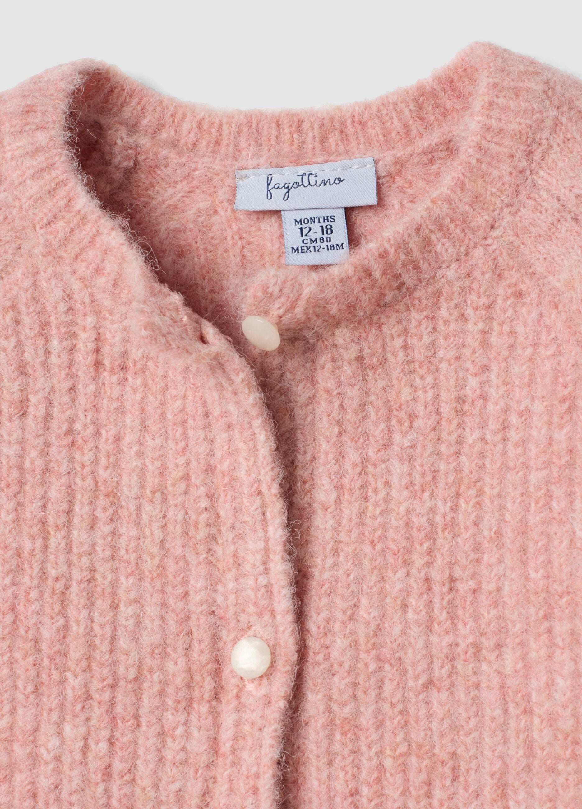 Pink oversized cardigan in stretchy viscose and wool
