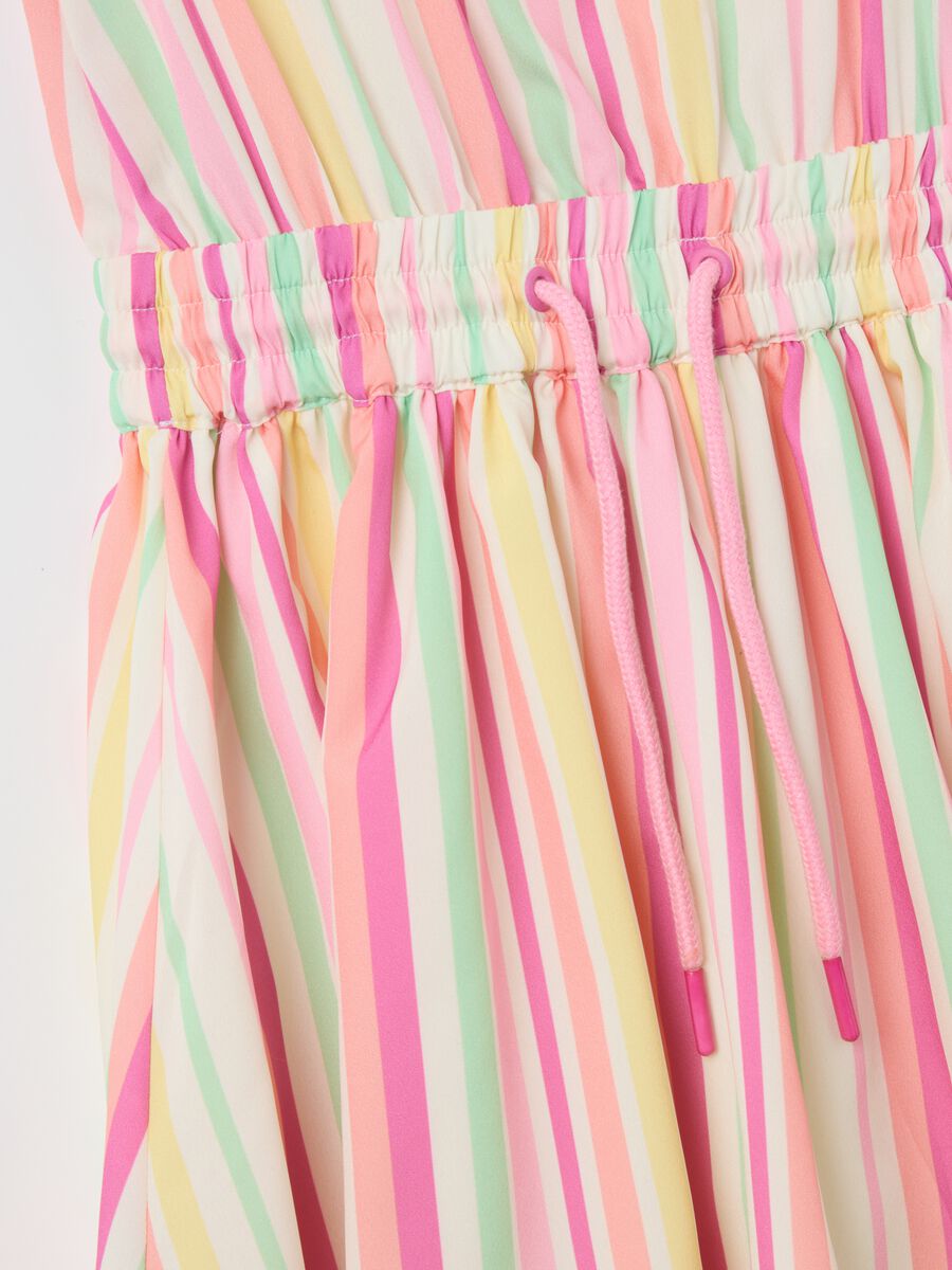 Girls’ multicoloured regular-fit dress in mixed fabric with zip fastening_2