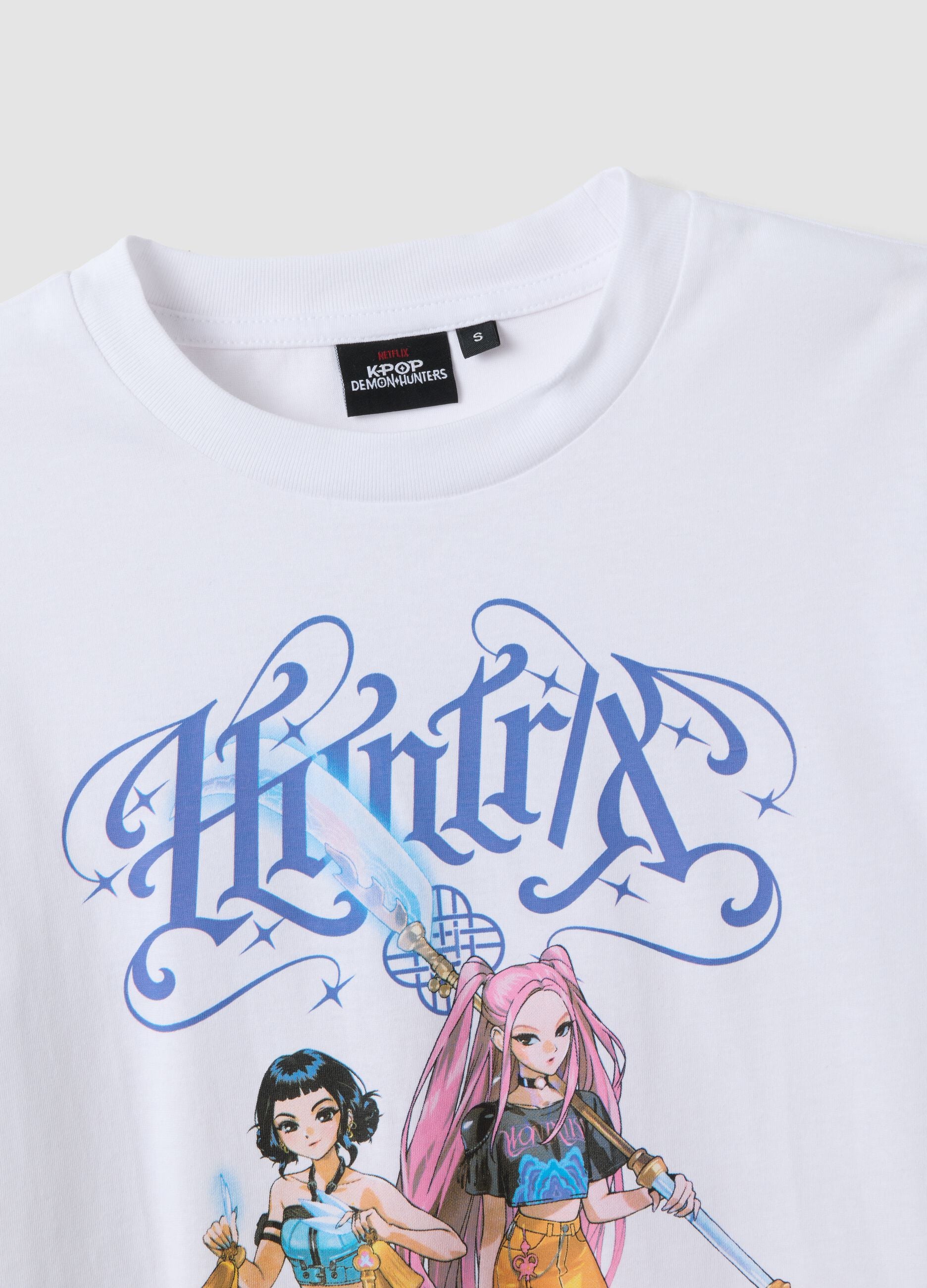 T-shirt in puro cotone bianca regular fit con stampa K-Pop Demon Hunters