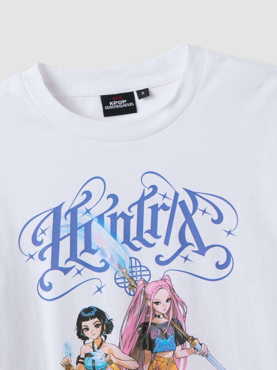 T-shirt in puro cotone bianca regular fit con stampa K-Pop Demon Hunters_5