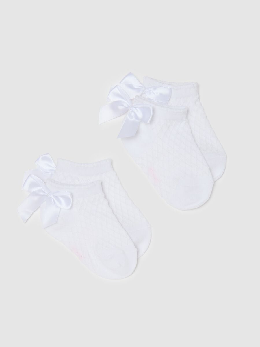 Short white socks with bow in stretch cotton OVS Kids_0