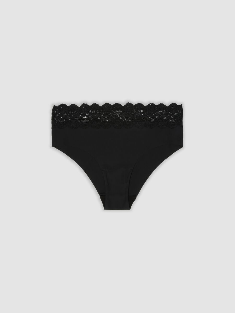 Slip nero in microfibra elasticizzata con pizzo_4