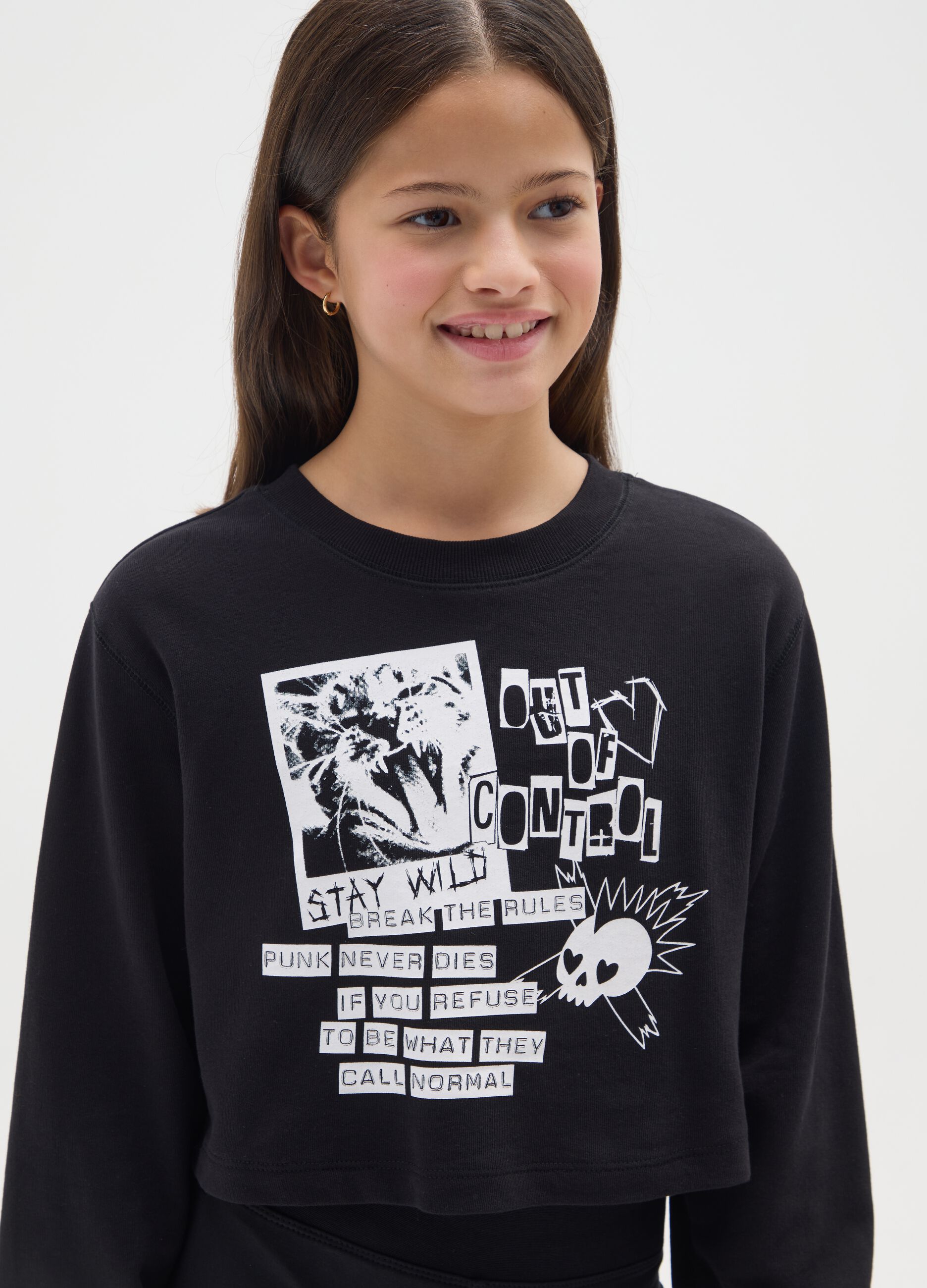 Black Cotton Sweatshirt for Girls