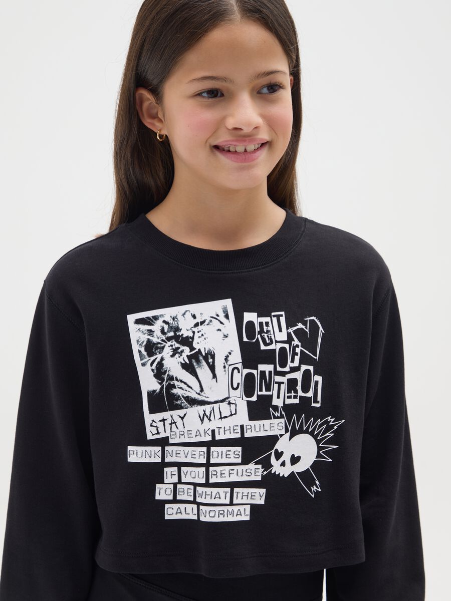 Black Cotton Sweatshirt for Girls_1