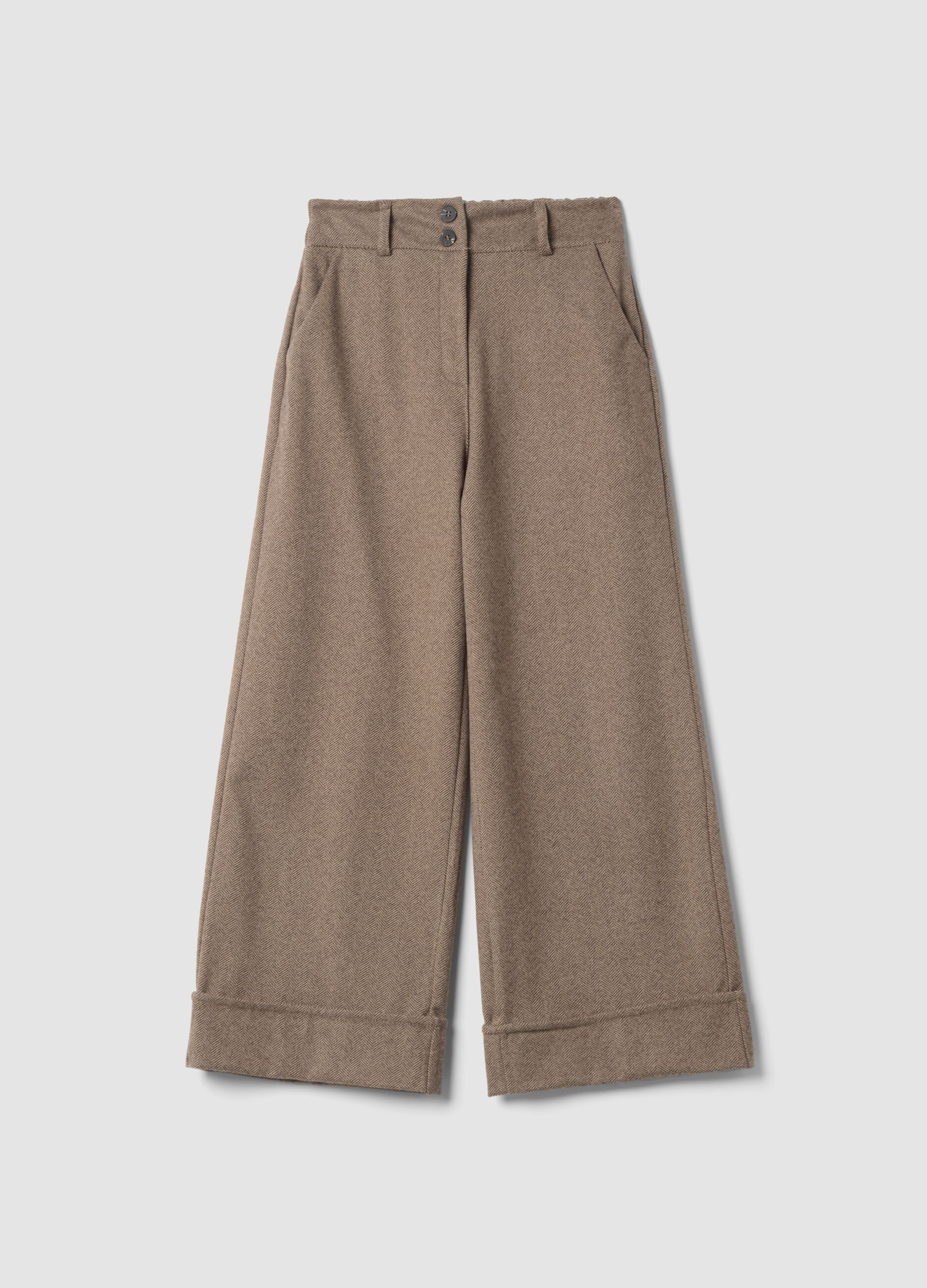 Brown regular-fit wide-leg trousers