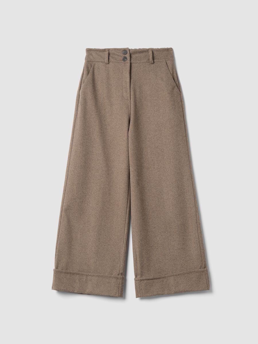 Brown regular-fit wide-leg trousers_0