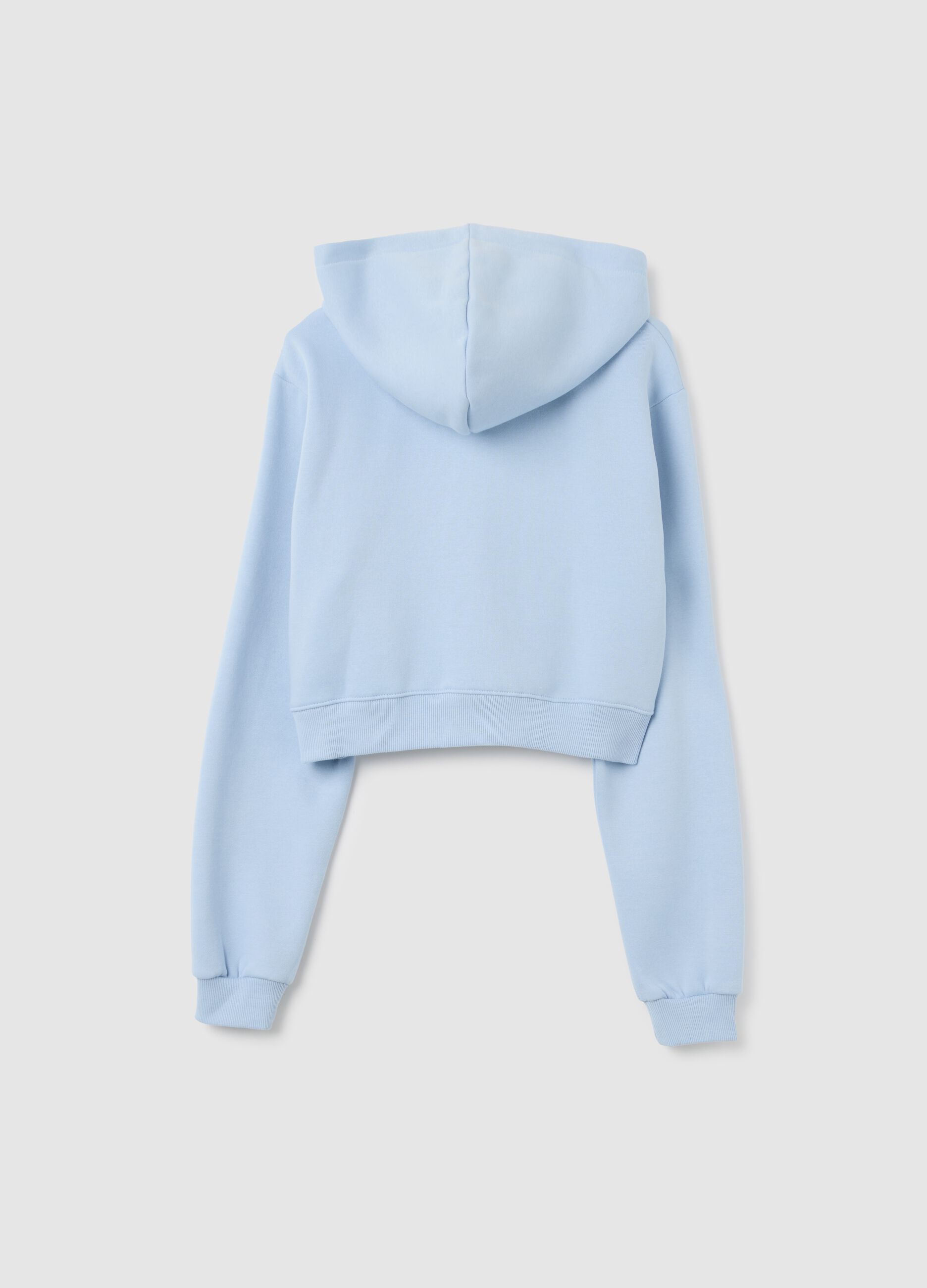 Women's Blue Cropped Cotton Blend Sweatshirt