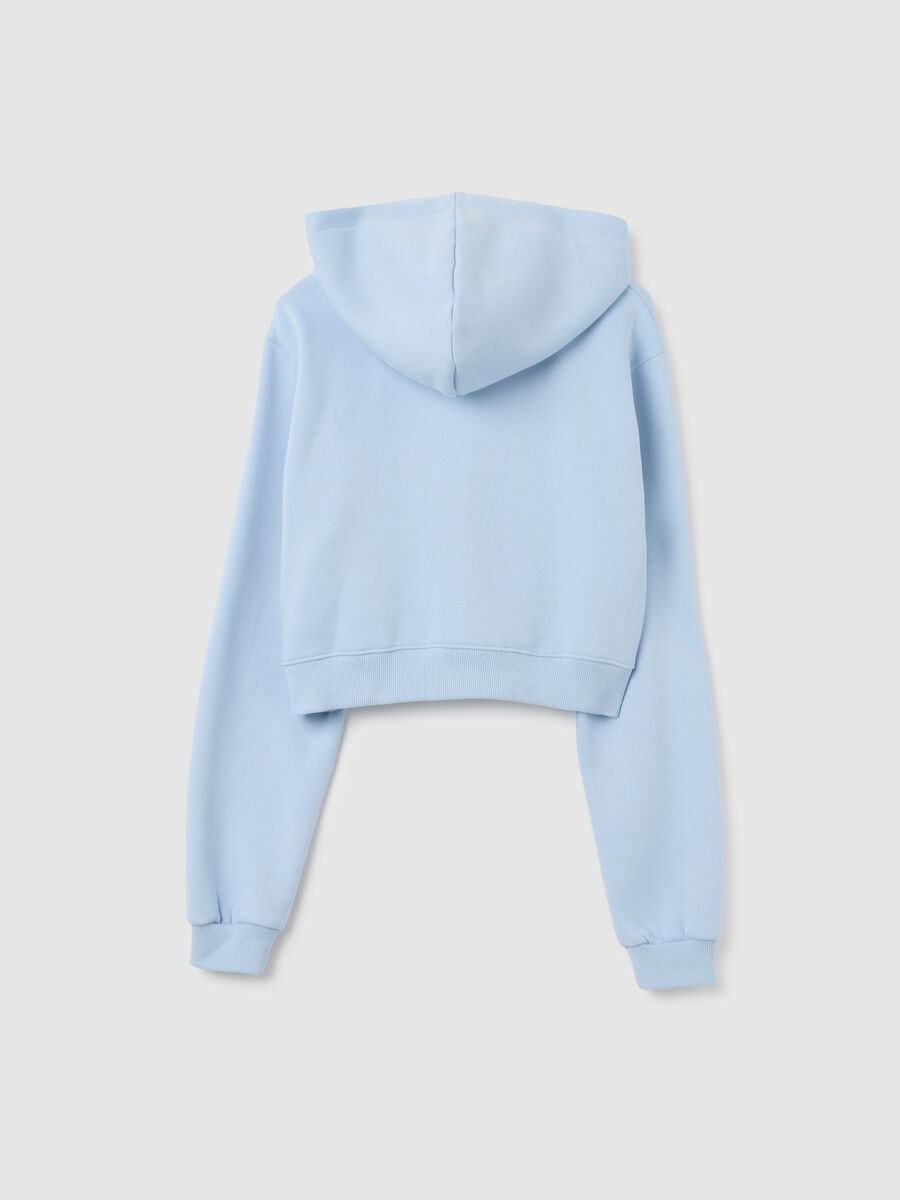 Women's Blue Cropped Cotton Blend Sweatshirt_5