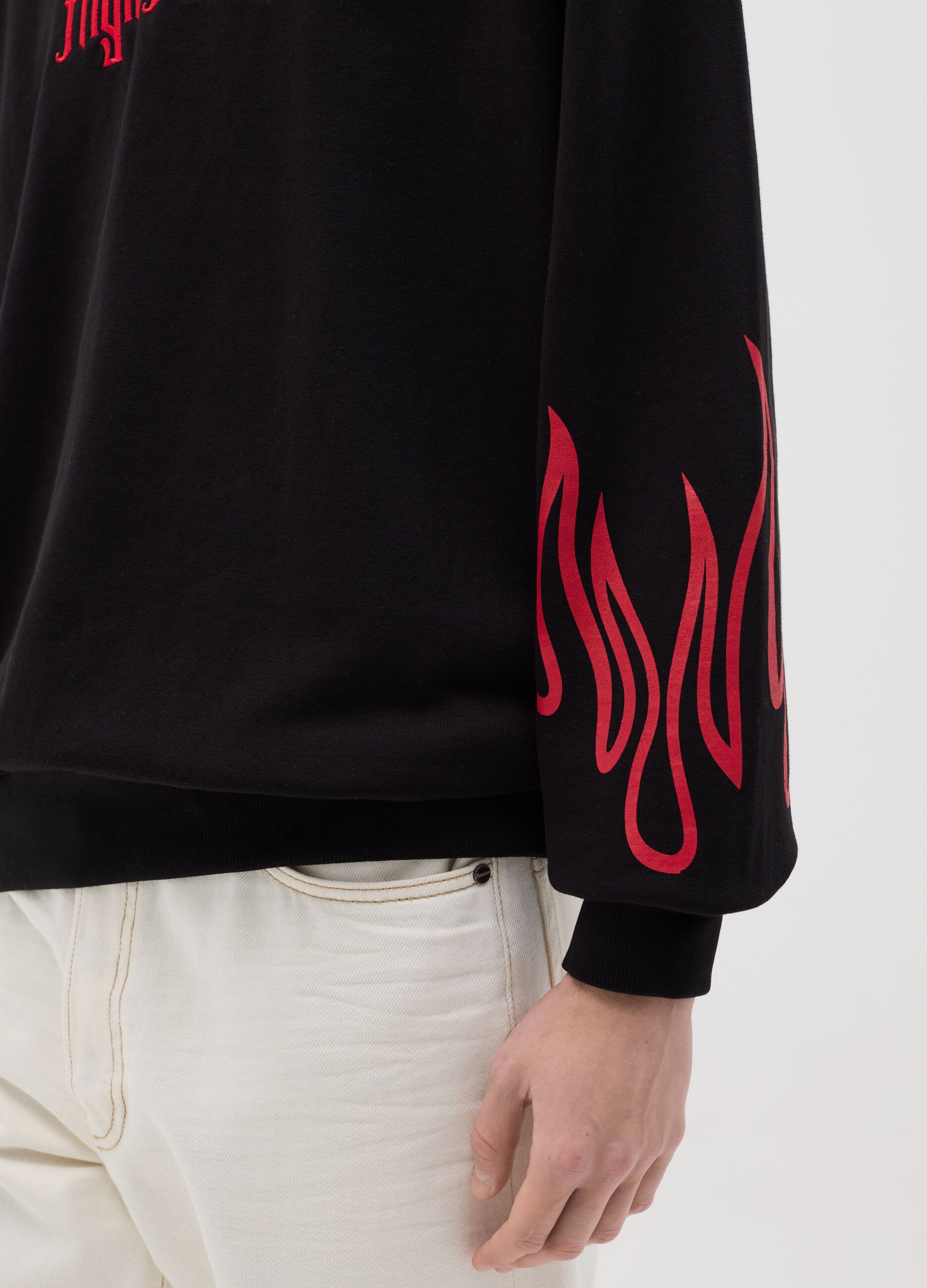 Black sweatshirt with flames print