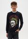 Black cotton sweatshirt with musical print_0