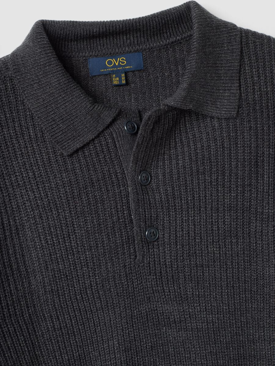 Blue ribbed long-sleeve polo shirt_1