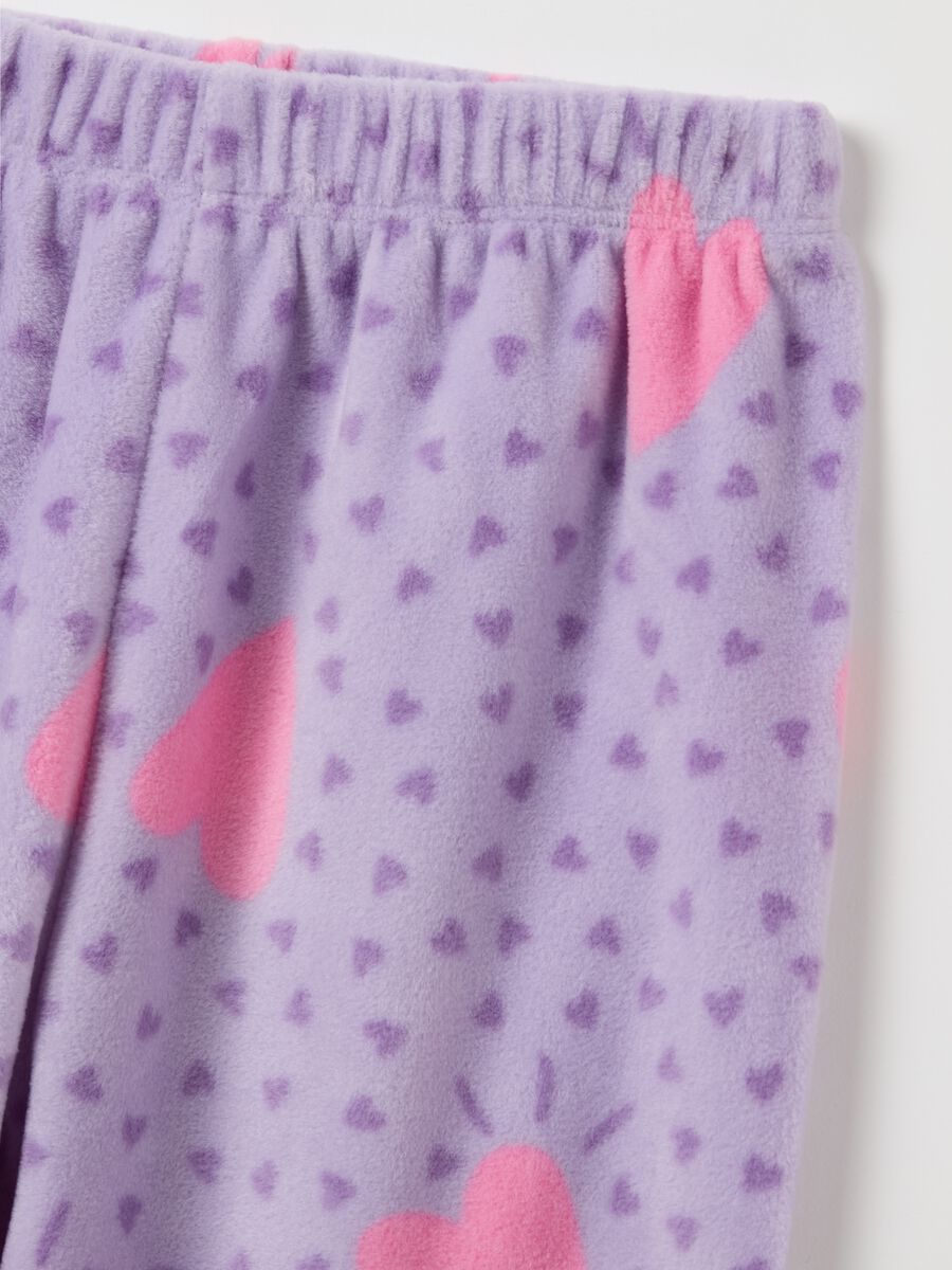 Fleece pyjamas with bear and hearts print_3