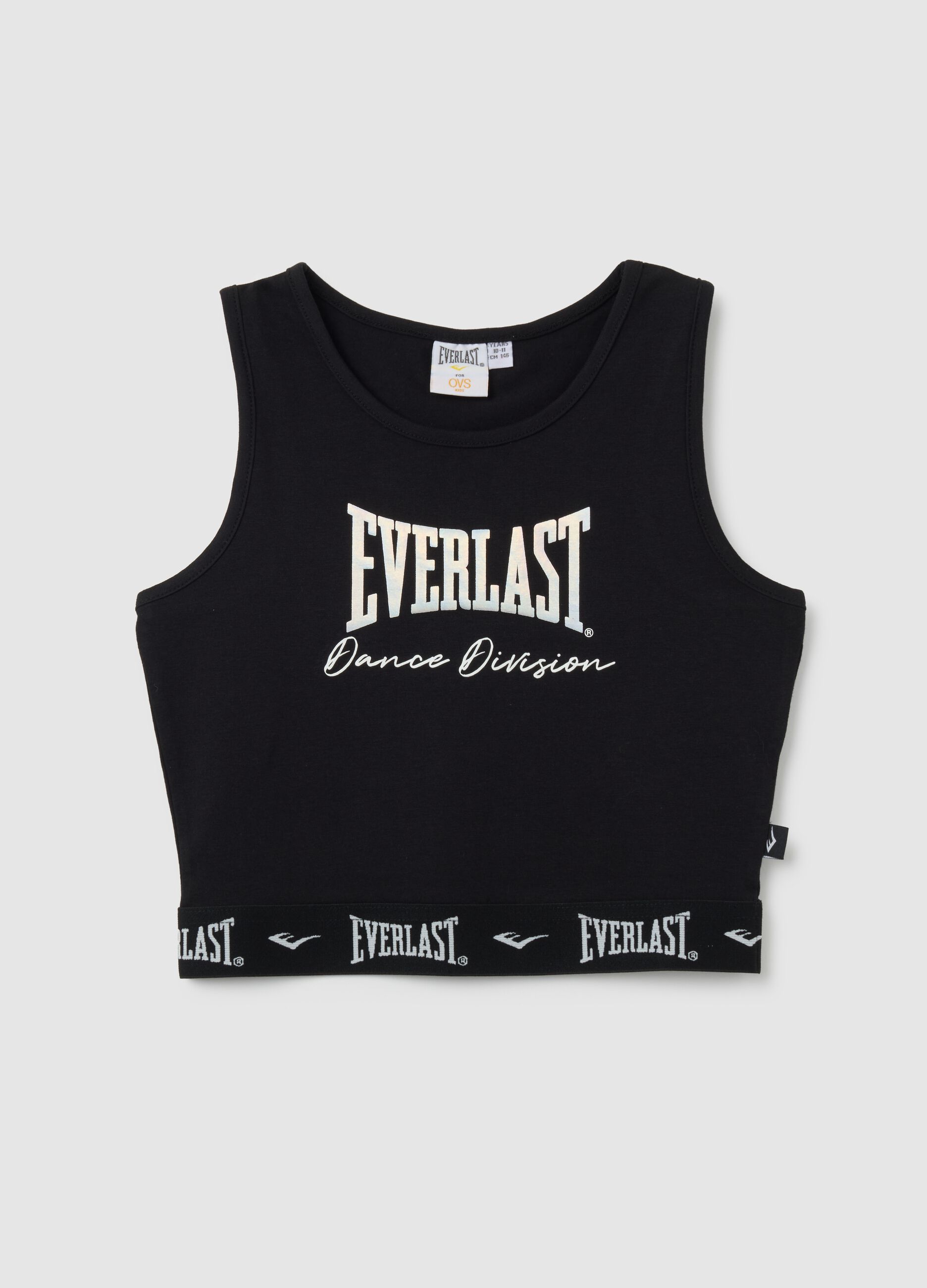 Girls' fitted black cotton top with Everlast logo