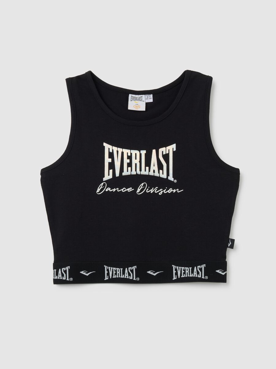 Top da ragazze in cotone nero fitted con logo Everlast_3