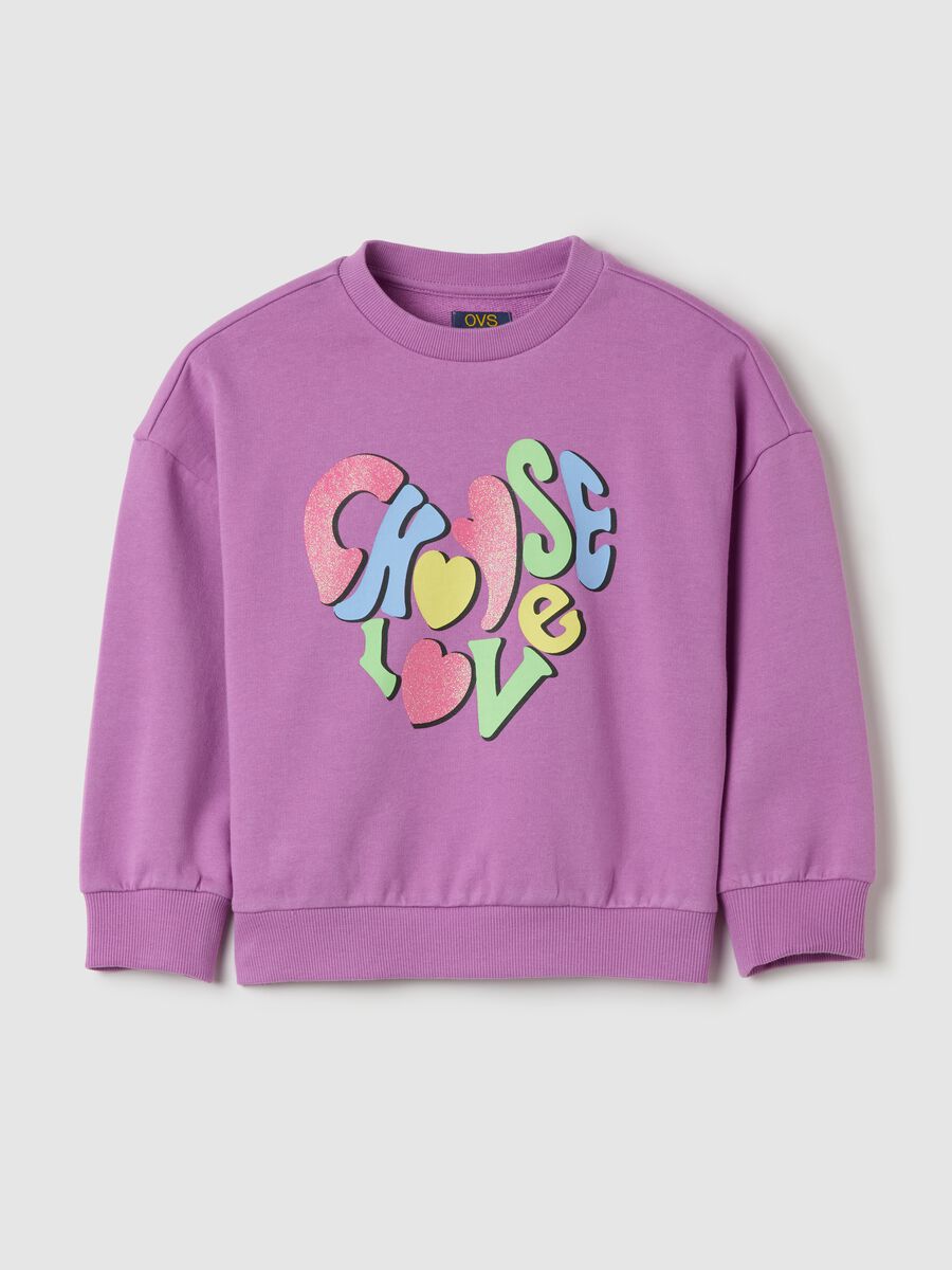French terry sweatshirt with glitter print_0