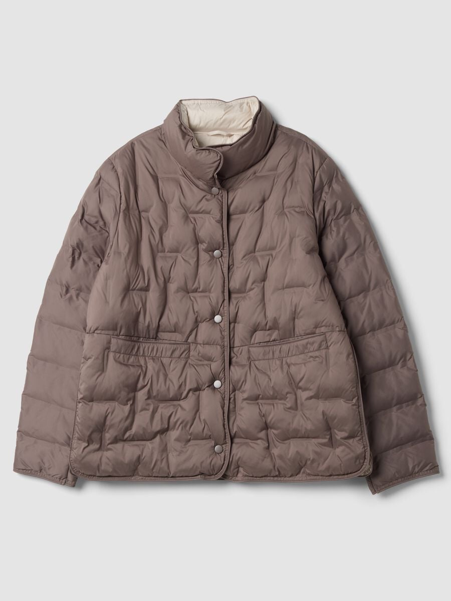 Giacca imbottita sabbia regular fit con collo alto_0