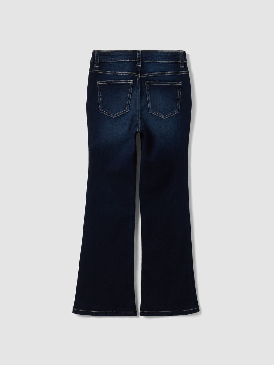 Jeans blu flare in cotone elasticizzato per ragazza_2