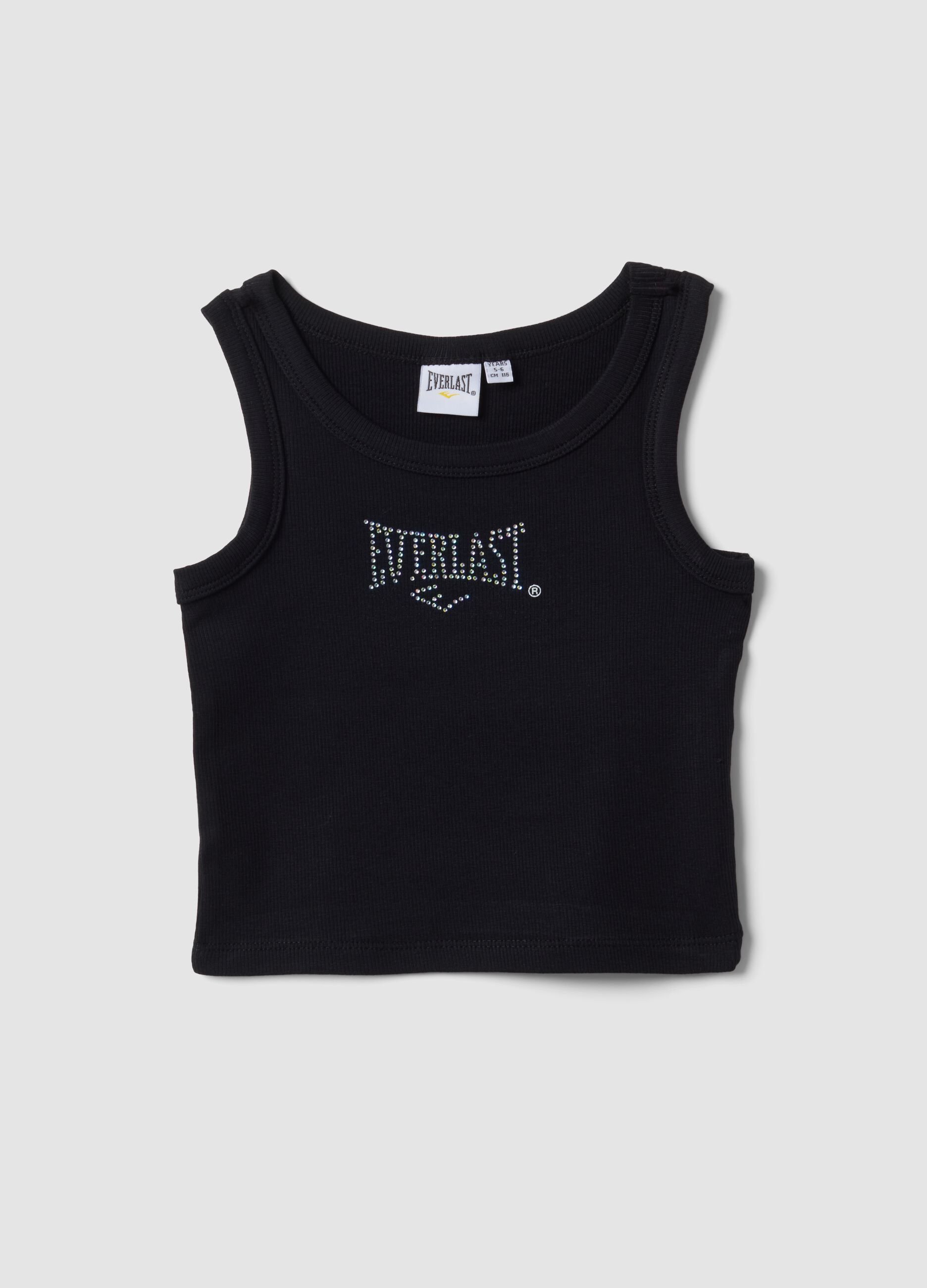 Black stretch cotton tank top