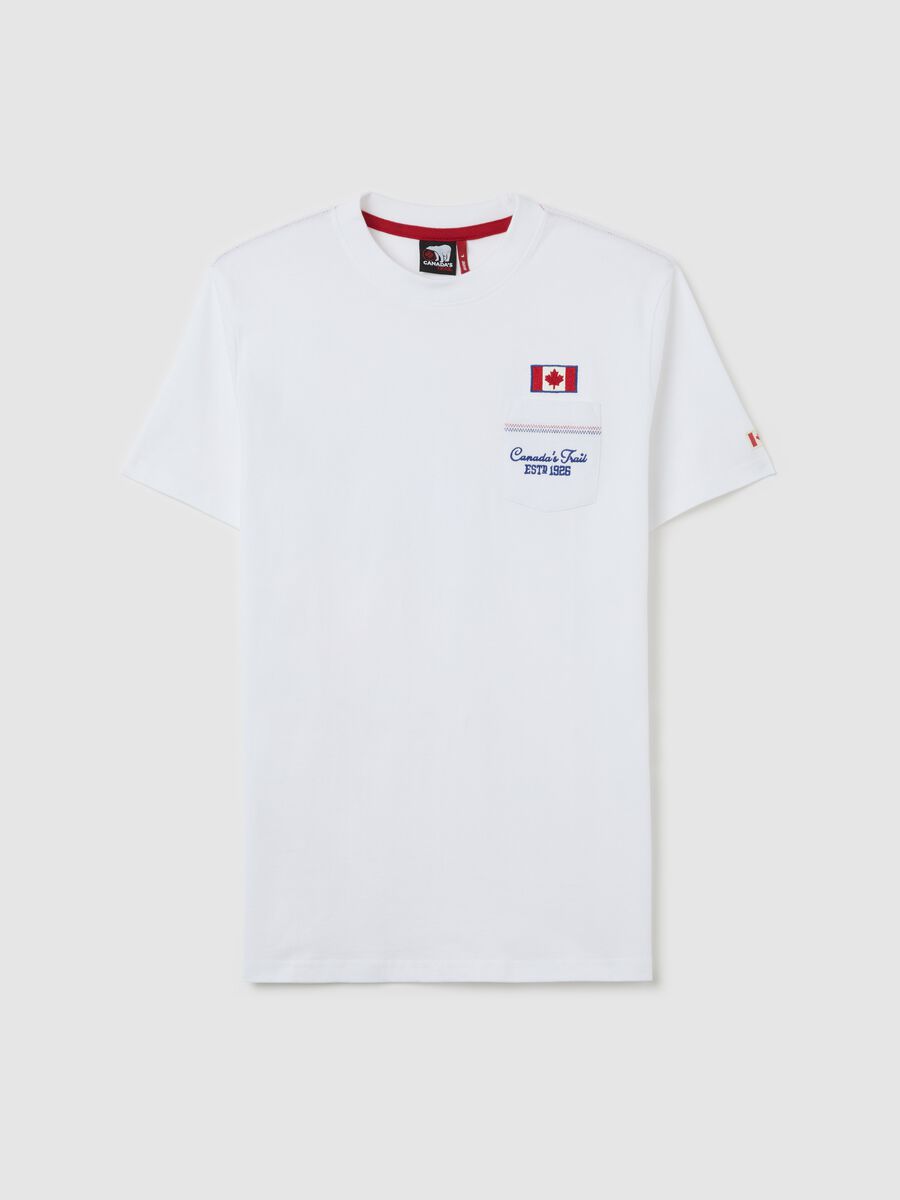 Canada's Trail white T-shirt with pocket and embroidery_4
