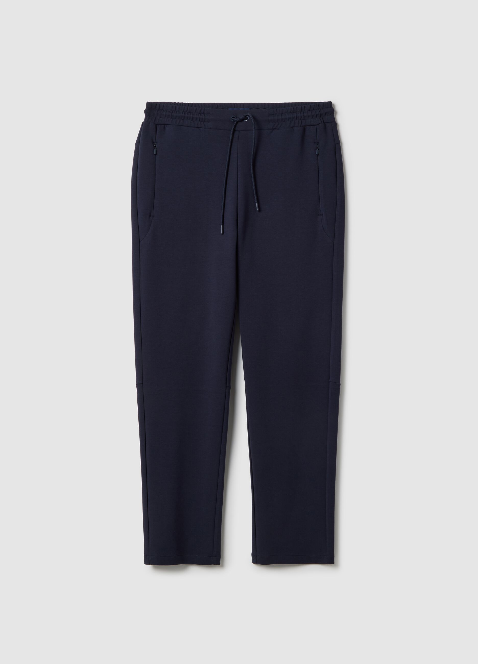 Blue cotton blend stretch jogger trousers regular fit