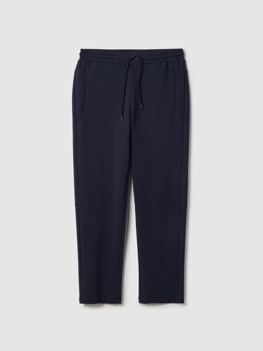 Pantaloni jogger in misto cotone elasticizzato blu regular fit_0