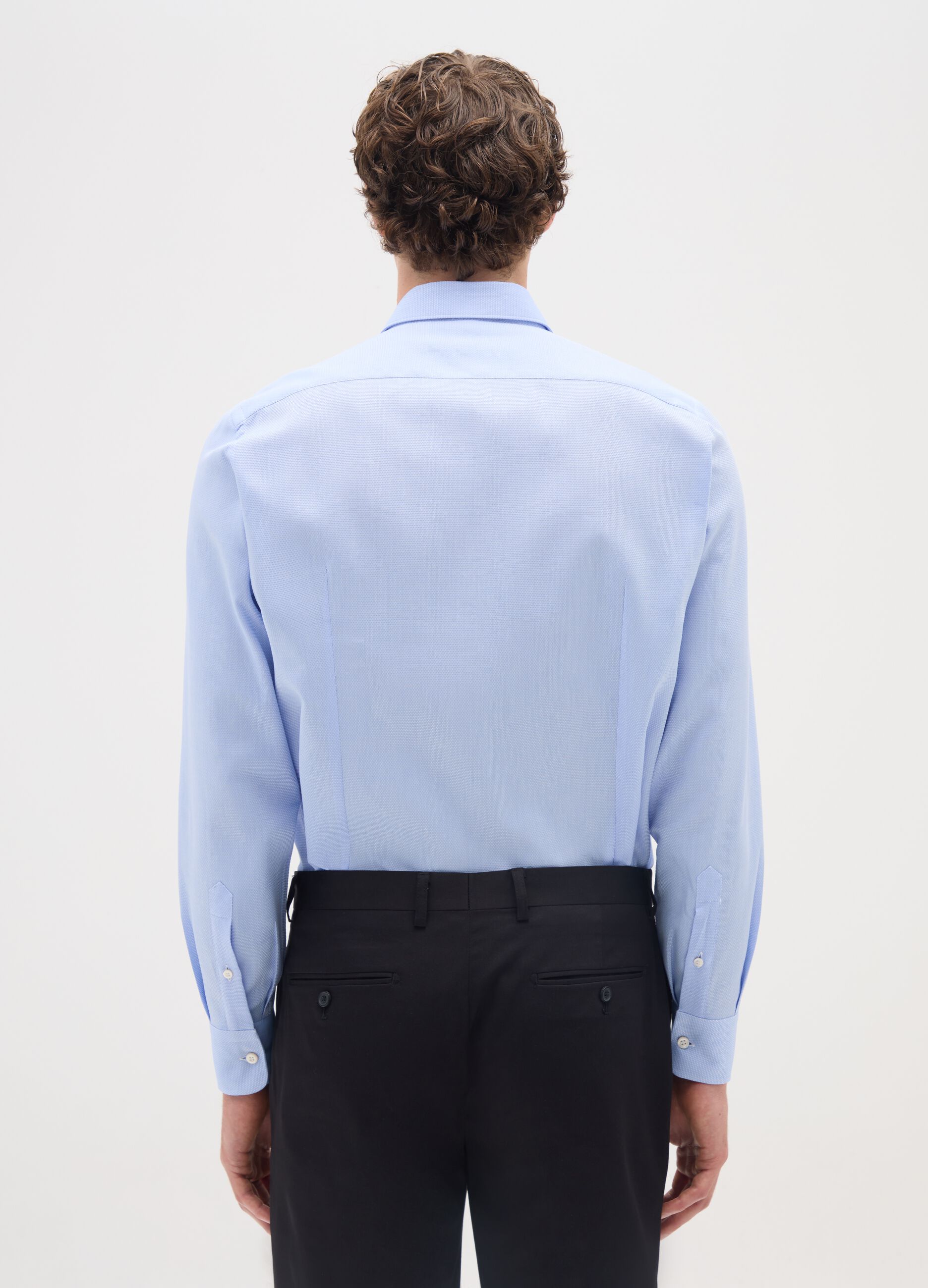 Slim-fit blue cotton shirt