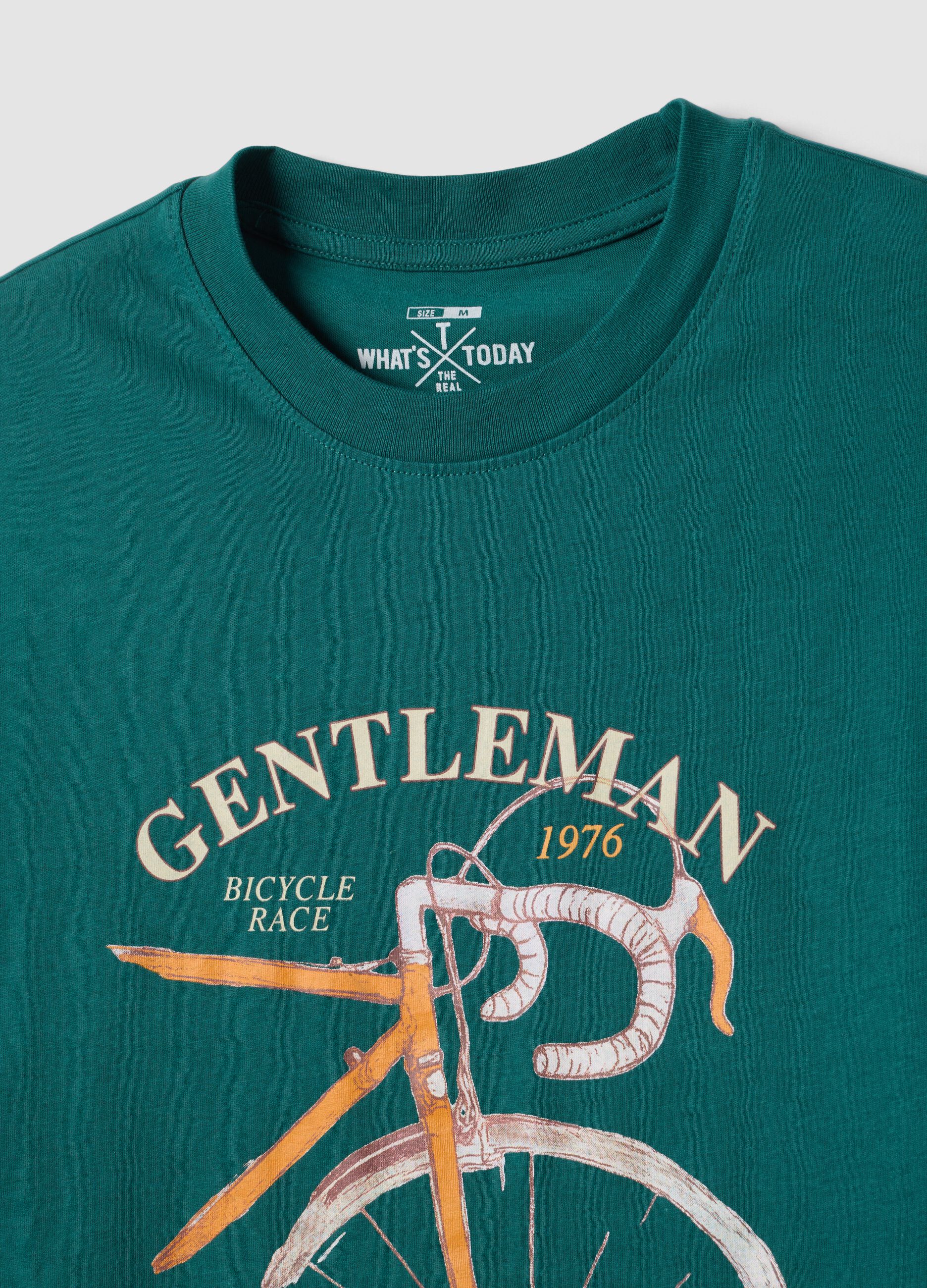 T-shirt verde a maniche corte in puro cotone regular fit