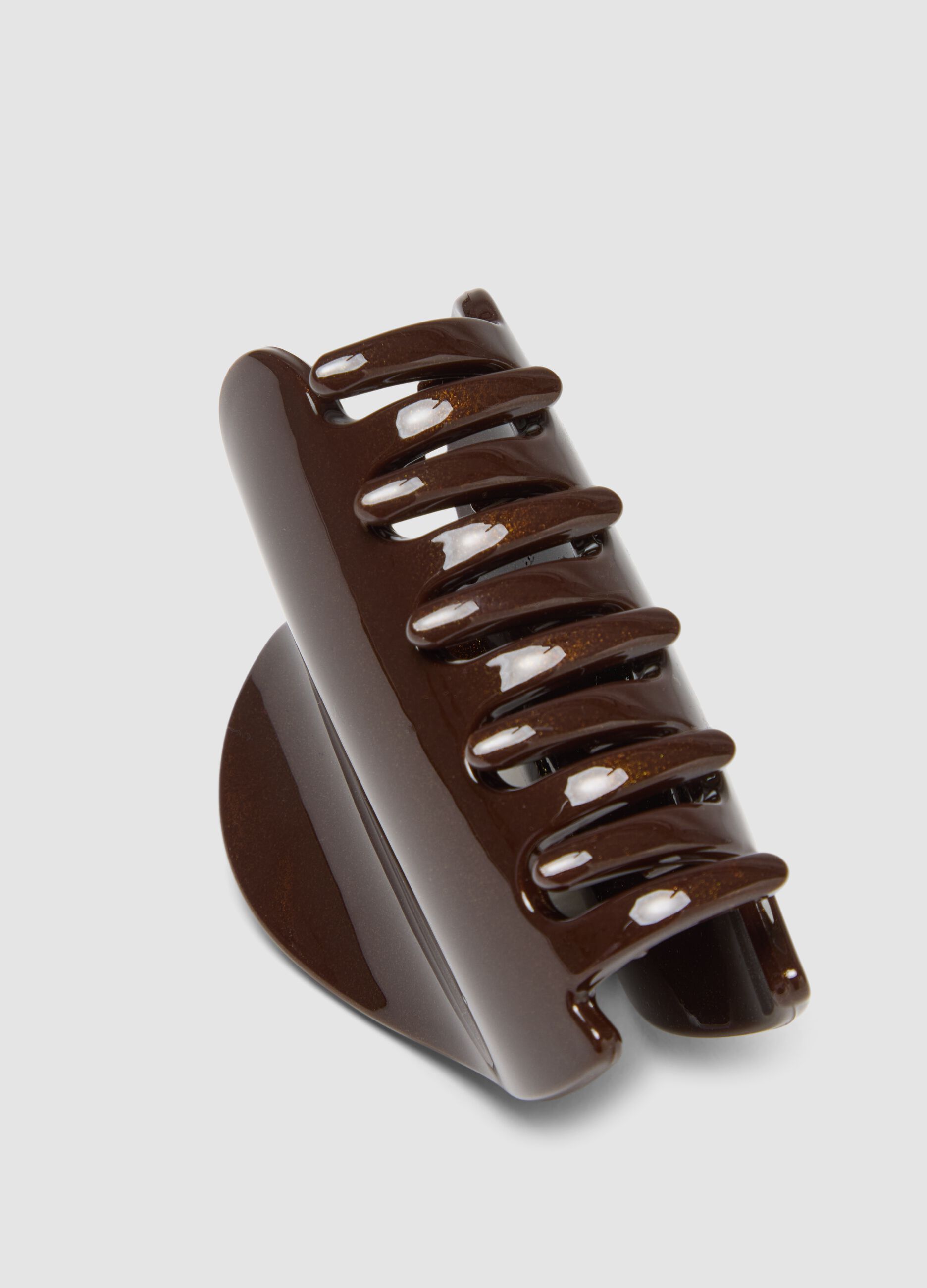 Pinza per capelli marrone lucida