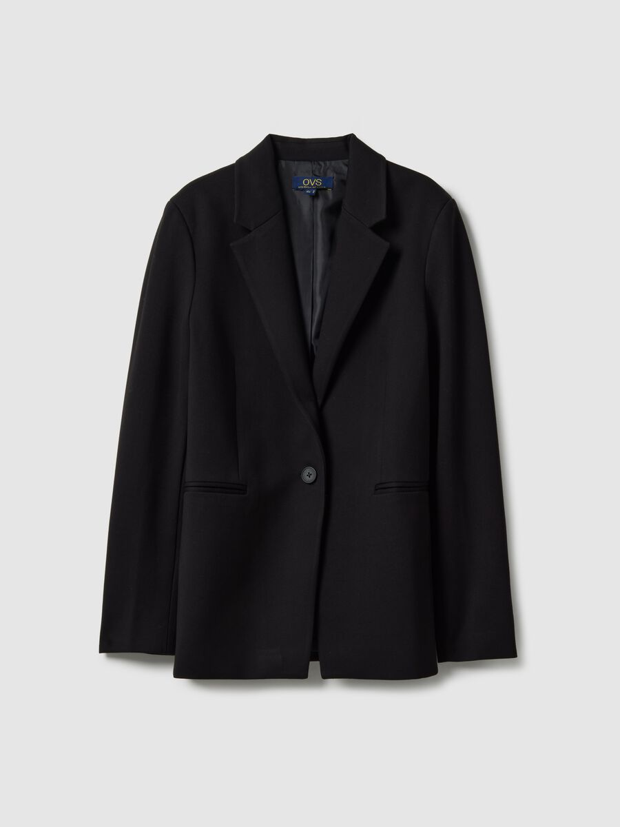 Regular Fit Black Single-Breasted Blazer_4