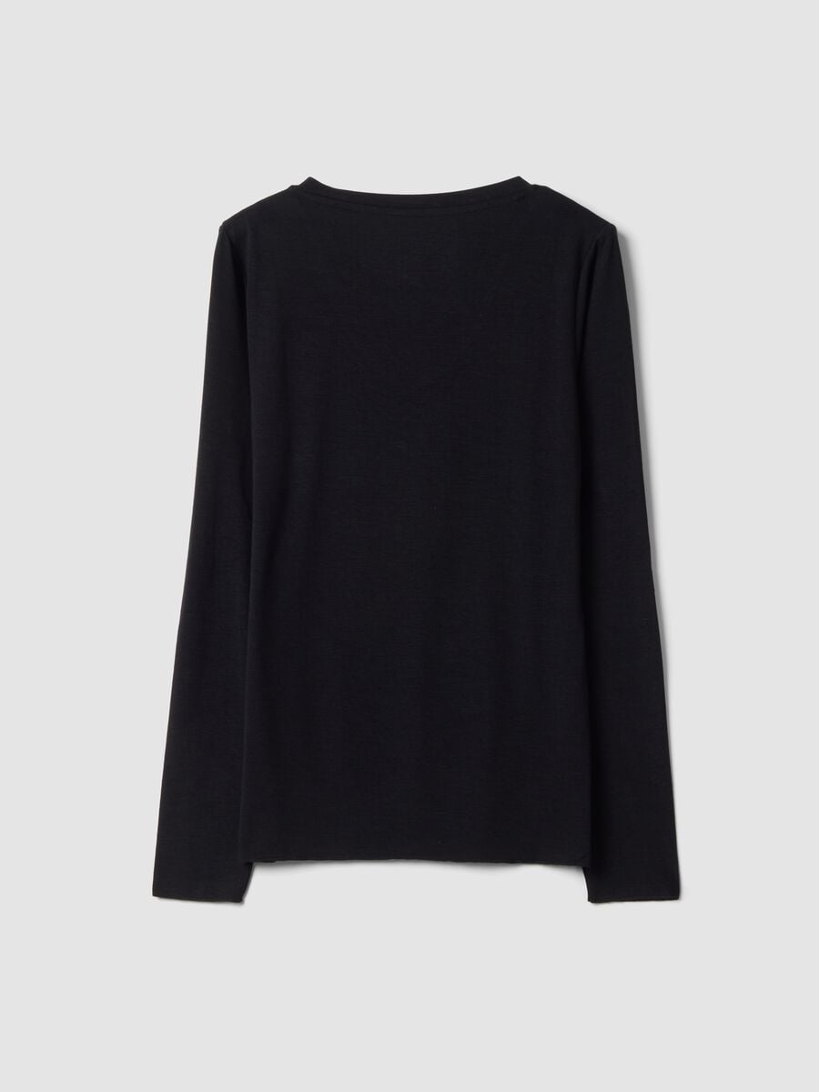 Black stretch modal crew-neck T-shirt, regular fit_2