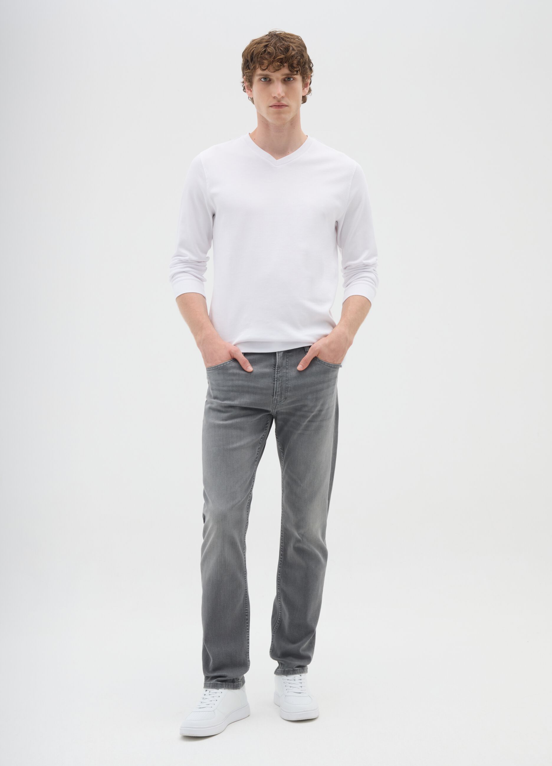 Grey denim regular fit jeans