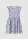 Pure cotton striped blue dress with frills and prints for girls_0