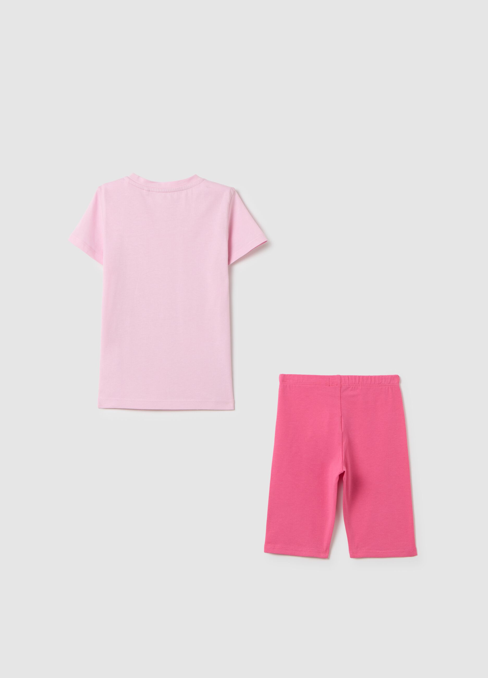 Girls' pink pure cotton regular fit set with print
