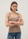 Beige viscose blend fitted tank top_0
