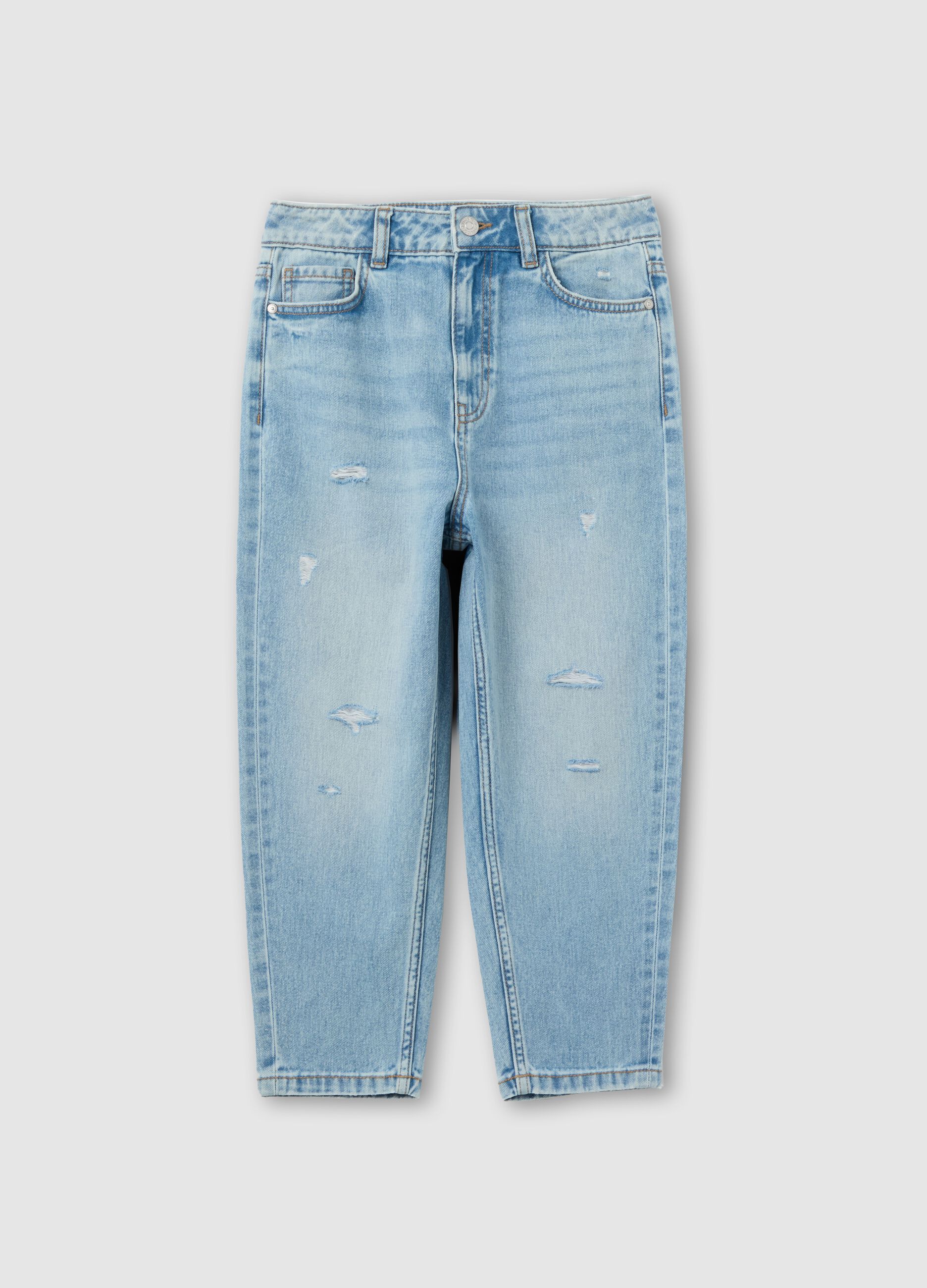 Jeans baggy fit cinque tasche con abrasioni 