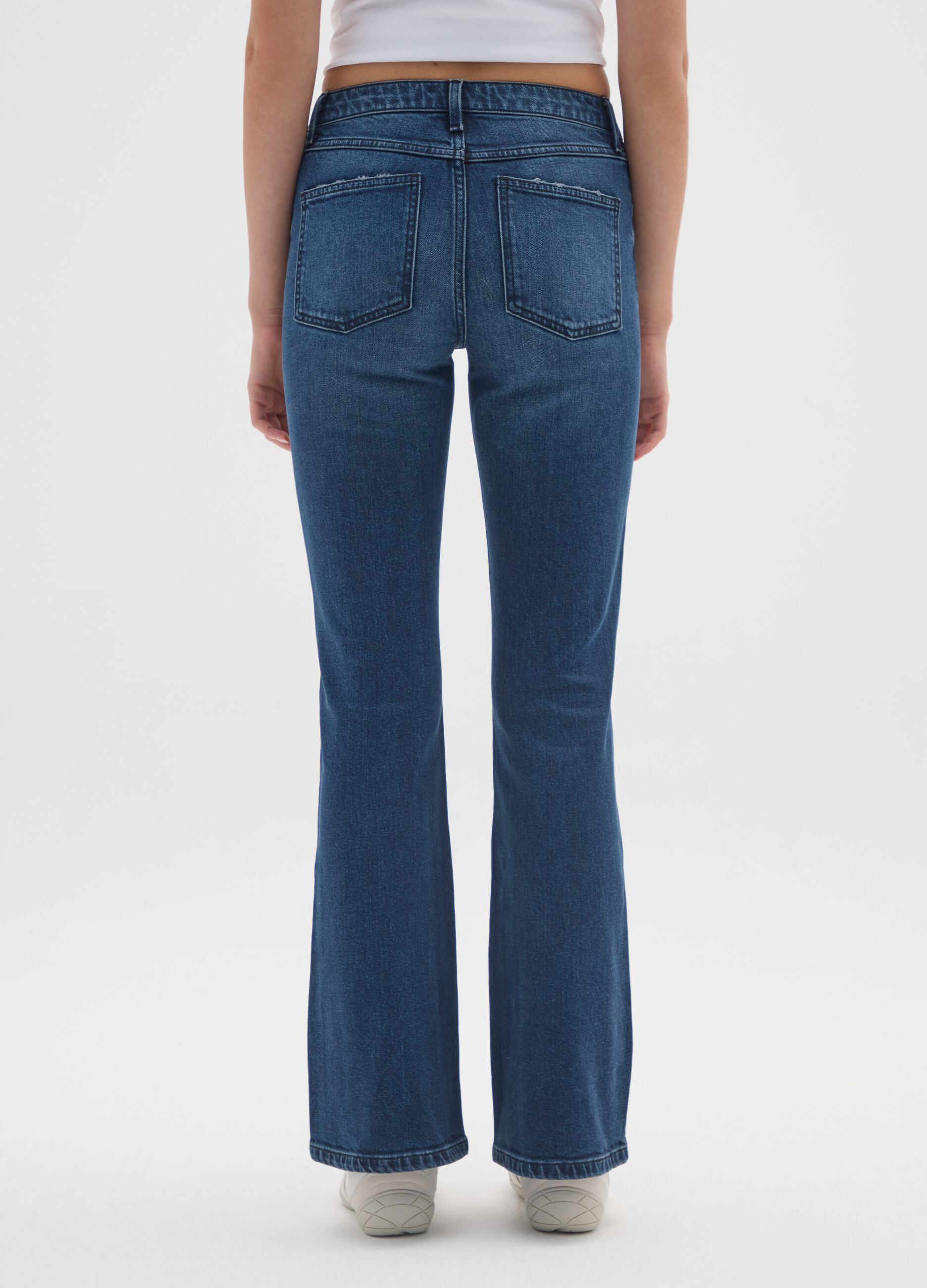 Jeans in cotone elasticizzato blu flare