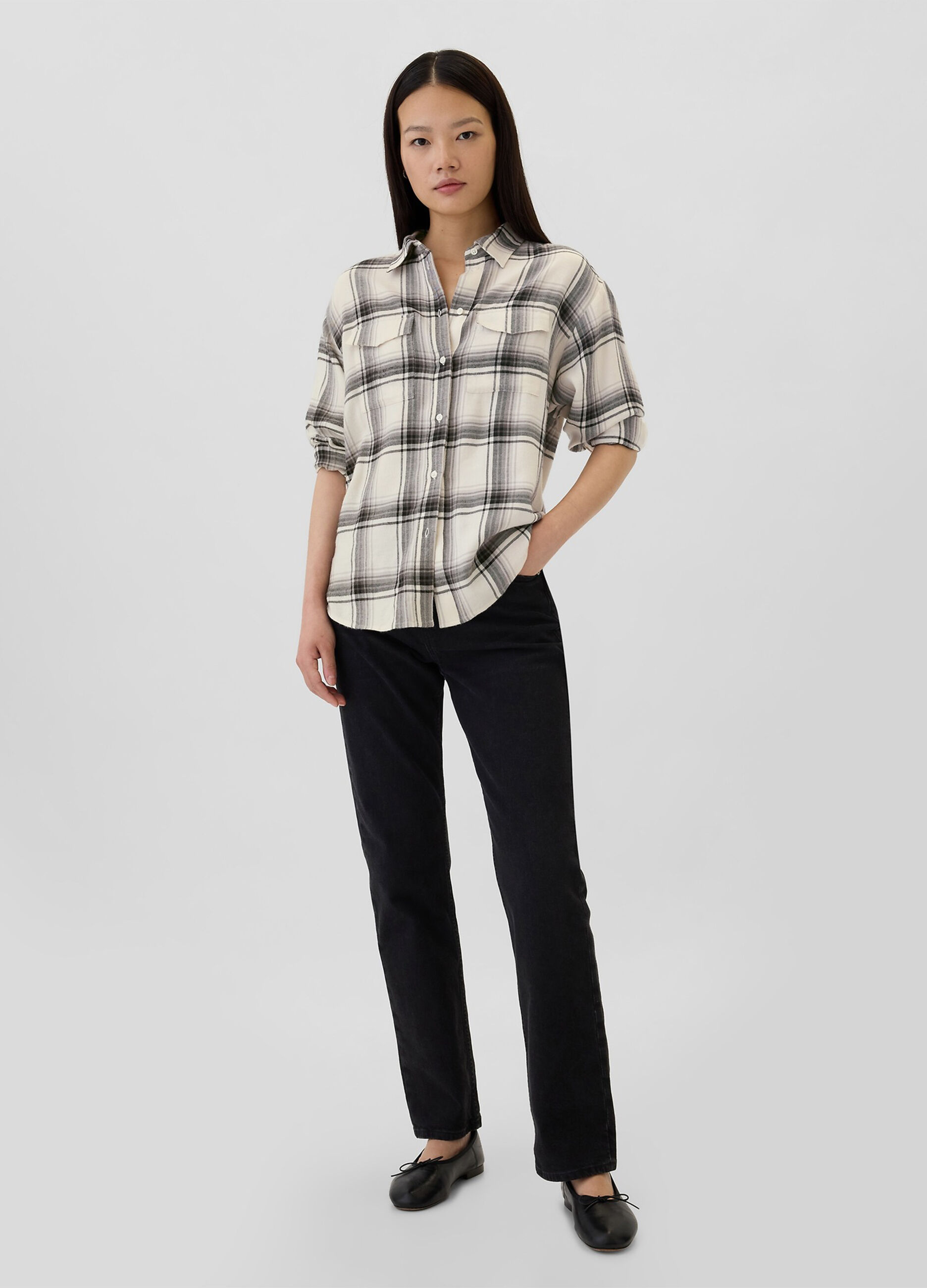 Check flannel shirt with pockets